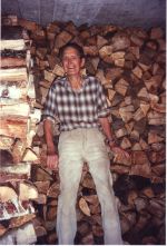 Dad (89 years old) with the wood he chopped on a visit to Germany, in 1996.